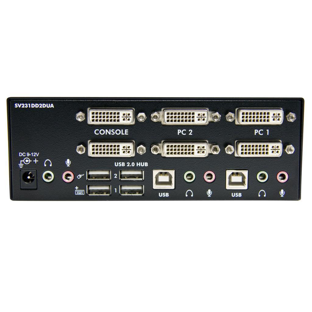 2 Port Dual DVI USB KVM Switch with Audio and
