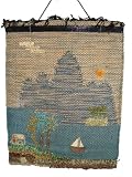 Mountain landscape - Natural jute wall hanging / picture, hand woven
