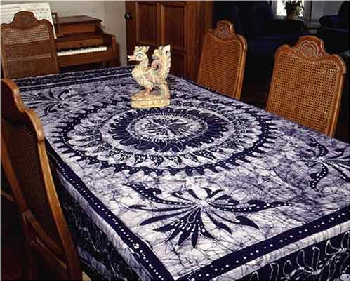 Blue Batik Indian Bedspread, Queen Size