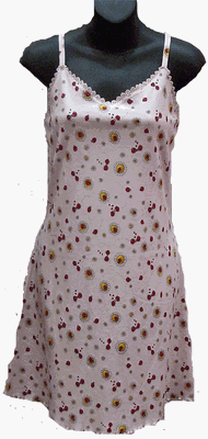 RocketWear Women's Lady Bug Print Pink Cotton Knit Chemise/Nightgown