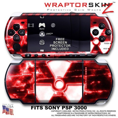 Radioactive Red WraptorSkinz Skin and Screen Protector Kit fits Sony PSP 3000
