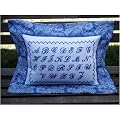 Bluework alphabet sampler French linen pillow sham