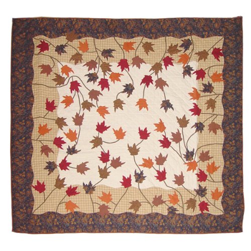 Patch Magic Queen Autumn Leaves Quilt, 85-Inch by 95-Inch