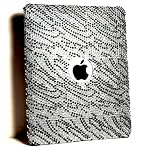 Sparkling Silver with Black Zebra Animal Strip Full Diamond Rhinestone Snap on Hard Skin Shell Protector Cover Case for Apple Ipad Tablet Wifi / 3g