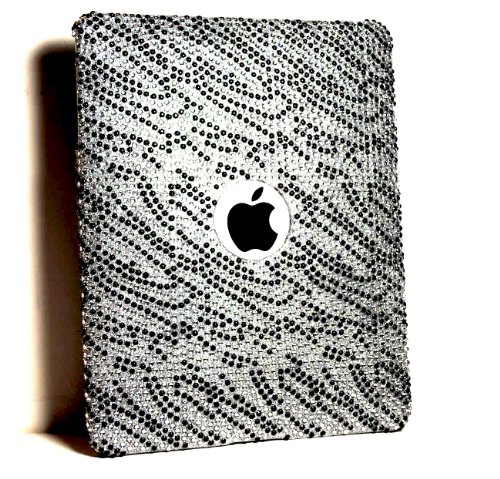 Powertag Sparkling Silver Black Zebra Full Diamond iPad Case