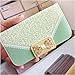 Umiko(TM) Mint Green Lace iPhone 4 Case, Fashion Bow Lace Green Leather Wallet Credit Card Flip Stand Skin for Girls Case Cover Apple iPhone 4 4S