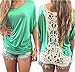 Amstt Women Lace Short Sleeve Blouse Casual Fashion Tank Tops T-shirt Medium Green
