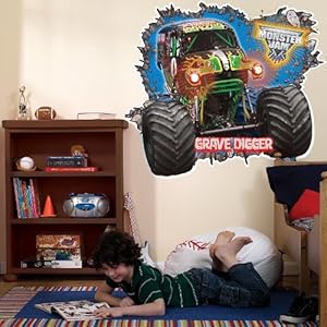 Monster Jam 3D Giant Wall Decals, Multi-colored