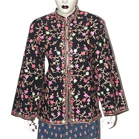 Ladies Jacket Wool Fabric Hand Embroidery Evening Dress Handmade in Kashmir Size XS by ShalinCraft
