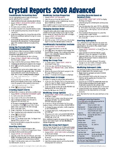 Crystal Reports 2008 Advanced Quick Reference Guide (Cheat Sheet of Instructions, Tips  Shortcuts - Laminated Card)