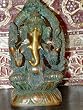 9" Ganesha Sitting Hindu God of Good Luck Brass Statue Spiritual India