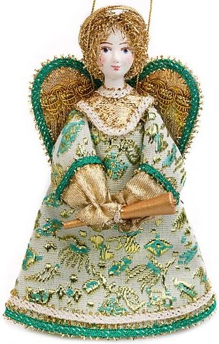 Collectible Doll "Angel with Trumpet" (Turquoise)
