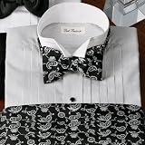Paul Fredrick 5-Pleat Vertical Stripe Wing Collar Tuxedo Shirt