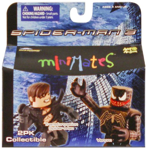 Venom Action Figures Spiderman:Marvel MiniMates Series 18 Spider-Man 3 Transformation Spider-Man and Venom Images