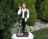 Dekofigur Pirat Perry mit Pistole & Schatz wetterfest