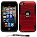 Metallic Armor with Aero Breathe Design / Rubberized Silicone Gel Skin with Hard Shell Cover Case for New Apple iPod Touch 4 (4th Generation 8GB 16GB 32GB)