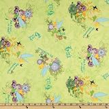 44'' Wide Tinkerbell Cute Lime Fabric By The Yard