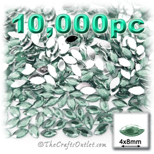 10,000pc Rhinestones Eye Shaped (Navette) 4x8mm Peridot Light Green
