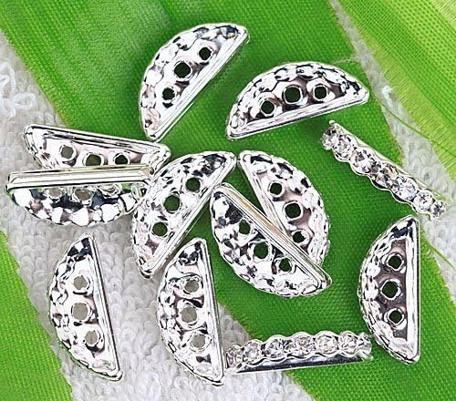 60pc Silver Pt Crystal Vaulted Spacer Bar 3 Hole AB034