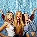Pack of 4 Light Blue Foil Fringe 3 x 8 Feet Metallic Tinsel Curtains Photo Booth Props Backdrop Decorations for Sweet 16 Party Baby Shower Birthday Engagement Graduation Party