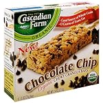 Cascadian Farms Organic Chewy Granola Bar, Chocolate Chip, 6-Count Boxes (Pack of 6)