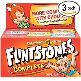 Flintstones Complete Children's Multivitamin/Multmineral Supplement Chewable Tablets, 60-Count Bottles (Pack of 3)