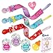 Premium Pacifier Clip Girl 3Pk Bundle - Bonus 12 Milestone Stickers, Silicone Soothie Teether & Teething eBook - 2 Sided Binky Holder - Fits Mam, Nuk, Tommee Tippee, Bibs & Toys-Best Baby Shower Gift