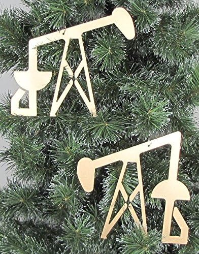Metrotex Designs 12685 Set Of 2 Lazer Cut Steel Oil Pump Jack Ornament Gold Metallic Fleck