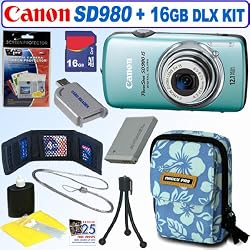 CanonPowerShotSD980IS12MPDigitalCamera(Blue)+16GBDeluxeAccessoryKit