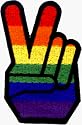Rainbow Gay Pride Peace Fingers - Embroidered Iron On or Sew On Patch