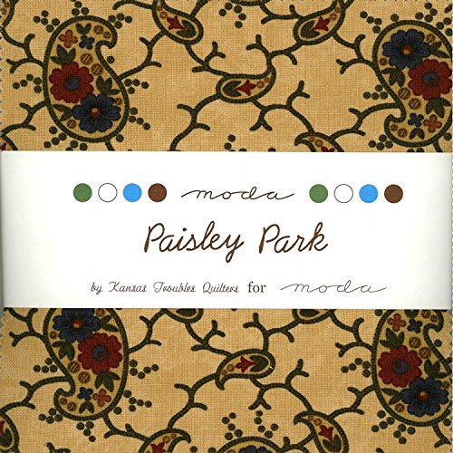 Moda Paisley Park Charm Pack, Set of 42 5x5-inch (12.7x12.7cm) Precut Cotton Fabric Squares