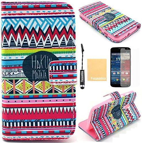 Moto X Case, Focusonbox(TM)PU Leather Protective Flip Folio Slim Fit Wallet Purse Stand Case Cover for Motorola Moto X (1st Generation), with Screen Protector, Stylus and Cleaning Cloth YB3