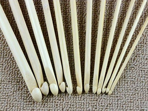 12 Sizes 25cm 3.0mm-10.0mm Bamboo Afghan Tunisian Crochet Hooks Needles Knitting Needle Set