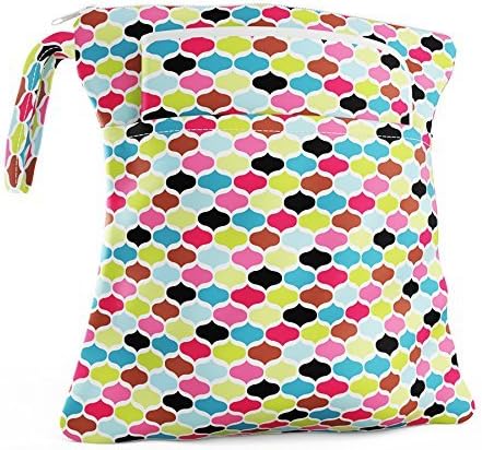 Layaloo Wet Bag & Change Pad Set - Waterproof Zippered Wet/Dry Bag - Portable Diaper Changing Pad - Moroccan Candy Color: Moroccan Candy Model: (Newborn, Child, Infant)
