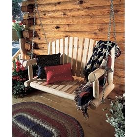 Rustic Natural Cedar PORCH SWING WITH CHAIN KIT - 26C from Swings & Rockers Gliders