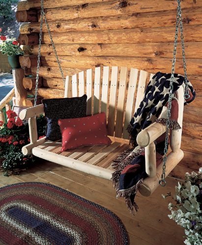 Kitchen: Rustic Natural Cedar PORCH SWING WITH CHAIN KIT   26C