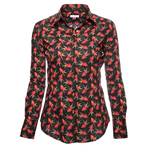 (コトンドゥ) Coton Doux レディースシャツ L61AD1042koifish レディス 婦人 長袖 カラー 大人 カジュアル 柄 シャツ ブラウス ファッション デザイン イタリア フランス