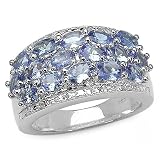 2.80 Carat Genuine Tanzanite & White Topaz Silver Ring