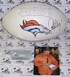John Elway Autographed/Hand Signed Denver Broncos Logo Football