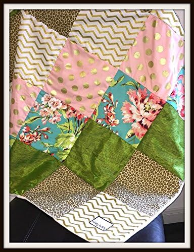 Handmade Patchwork Baby Quilts by Ritzy Baby, Blush & Gold Love Bliss Blankets