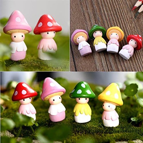 4pcs Miniature Resin Mushroom Doll for DIY Mosses Succulents Potted Micro Landscape Garden Figurine Ornament Fairy