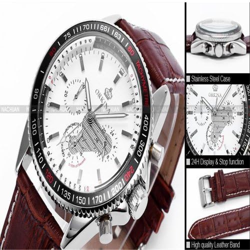 Orkina Mens Watch Quartz Six Stitches Chronograph Wrist Watches OKN127