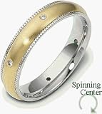 Custom Platinum and 18 Karat Gold SPINNING Wedding Band Ring with 6 Diamonds