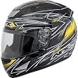AFX Line Multi Adult FX-95 Street Racing Motorcycle Helmet w/ Free B&F Heart Sticker Bundle - Black/Yellow