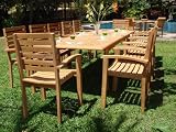 13 PC Teak Garden Patio - 117 Double Extension Rectangle Table, 12 Stacking Chairs - FREE SHIPPING