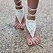 1 X Ivory crochet barefoot sandals/Nude shoes/Foot jewelry/Bridesmaid accessory/Yoga shoes/ Beach accessory/Beach wedding/Belly dance/Anklet