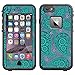 Skin Decal for LifeProof Apple iPhone 6 Case - Paisley Green and Flowers on Cyan Blue