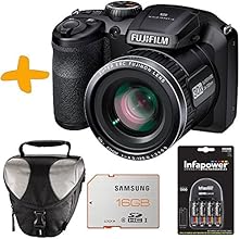 Bundle Fuji S4800 Black Digital Camera +Case +Samsung 16GB +NiMh Batteries & Charger (Fujifilm Finepix S4800HD 16MP 3" LCD 30x Super Zoom Bridge Camera)