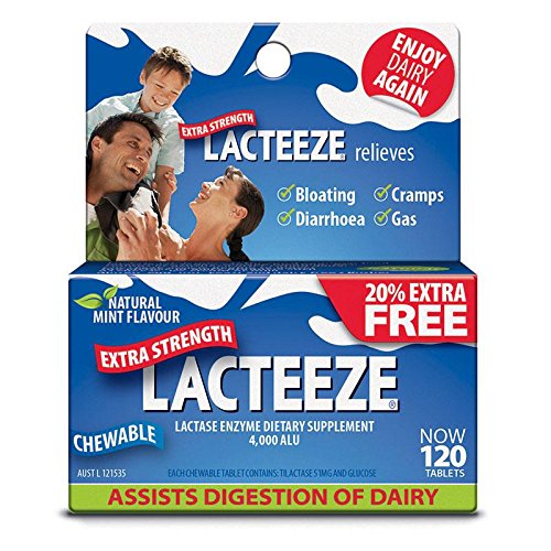 Lacteeze Extra Strength 120 chewable tablets Mint