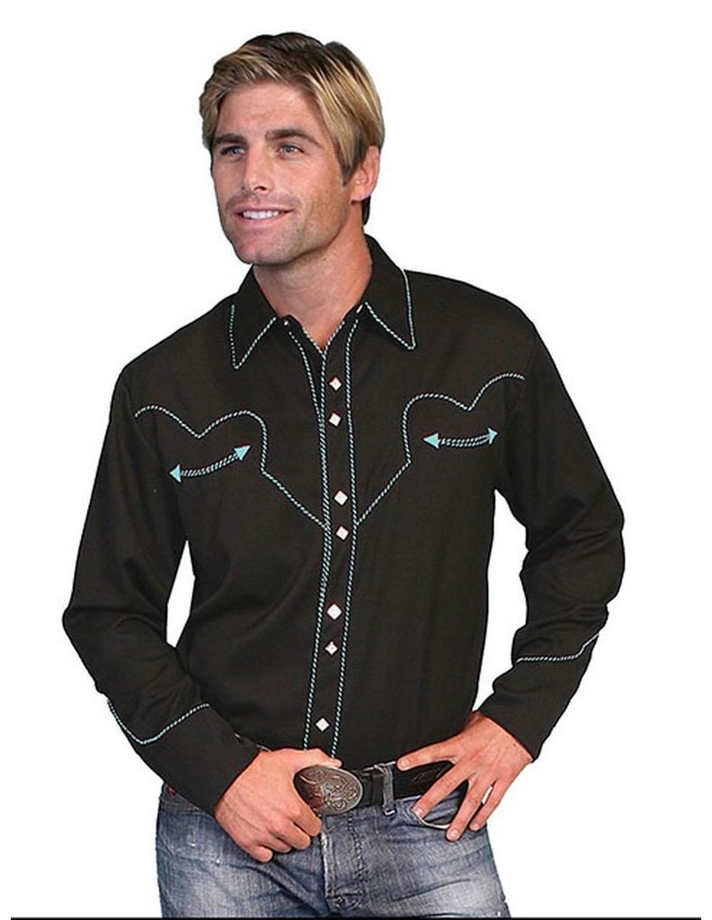 Scully Men's Vintage Western Shirt - P-726 Turquoise 0